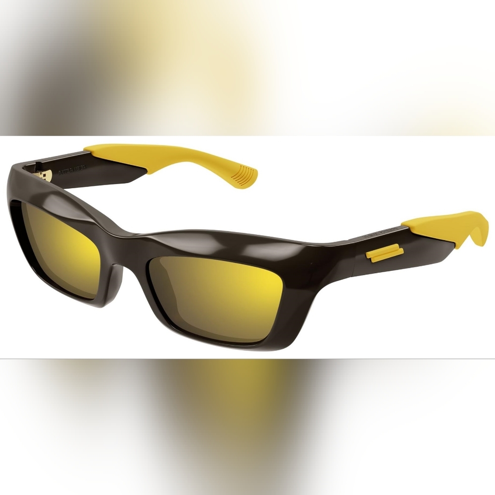 NEW BOTTEGA VENETA BROWN UNISEX BV1182S 002 YELLOW SUNGLASSES - Picture 2 of 6